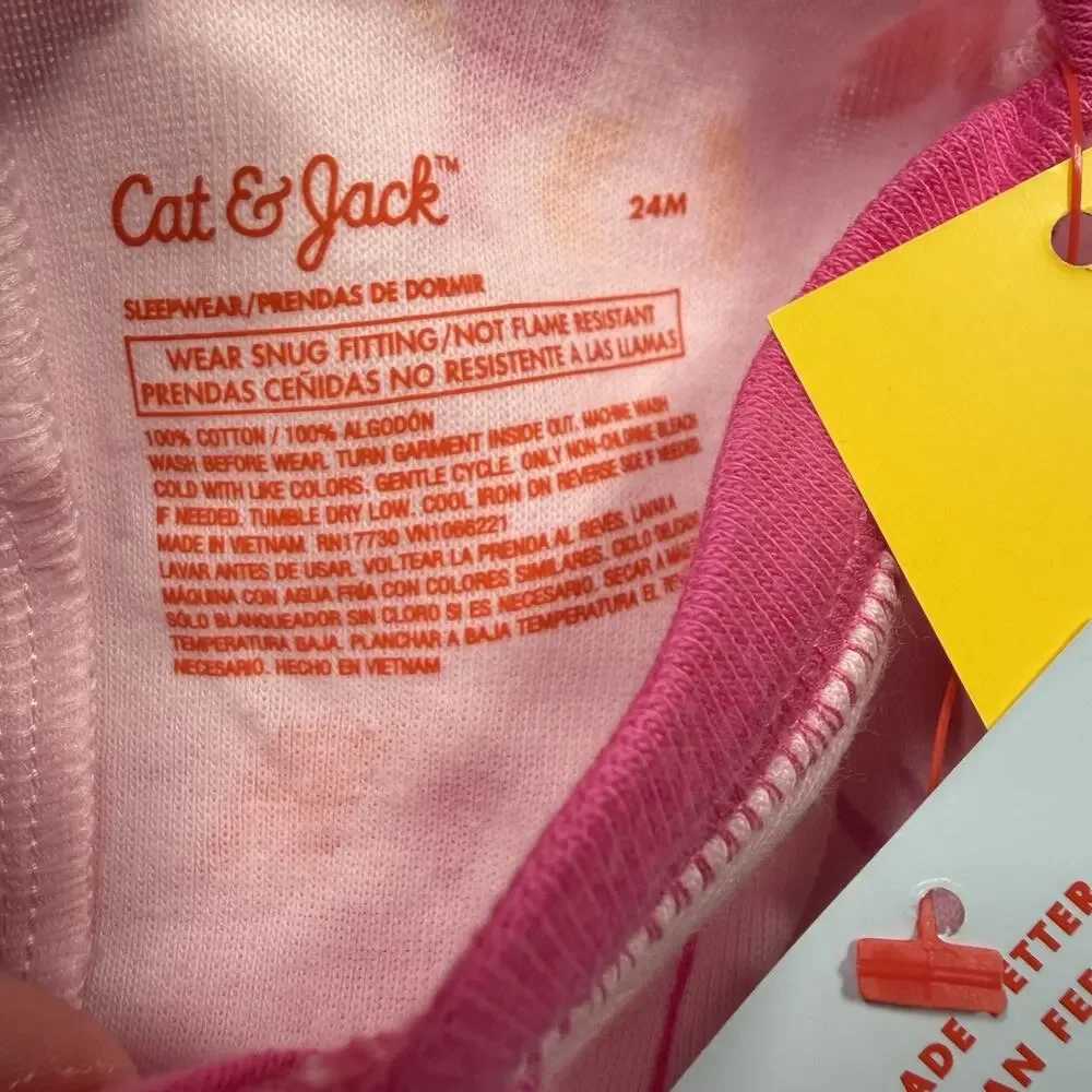 Cat And Jack One Peice Sleepers Size 24months 1 Striped 1 Dinosaurs Pink NWT